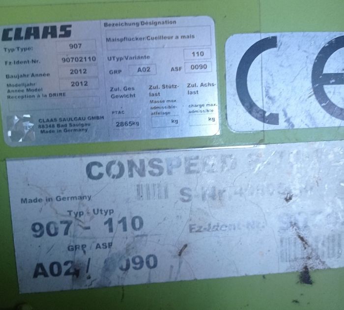 CLAAS Conspeed 8-70 FC (б/в) 2012 р. жниварка для кукурудзи