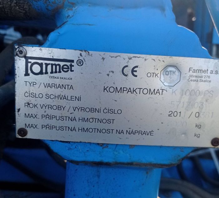 Kompaktomat K-1000PSII/A (Farmet, Чехія) 2011 р. вживана техніка